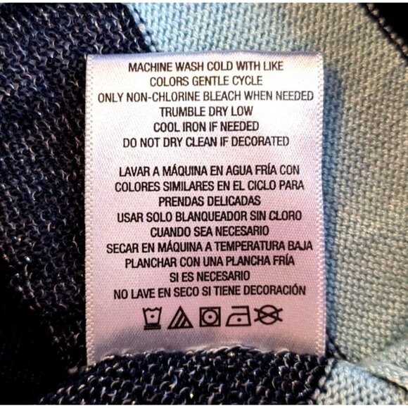 SIMPLY EMMA Blue & Silver Striped Metallic Lurex Sweater Tunic Lightweight Sz 1X - Picture 6 of 7